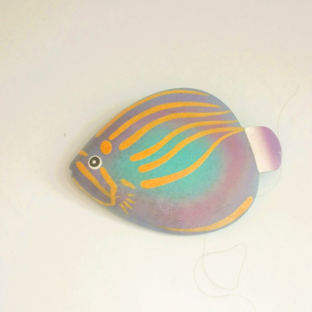 80's Alaskapades Tropical Fish Brooch Vtg Large Wooden Hand Painted Sea Life Pin